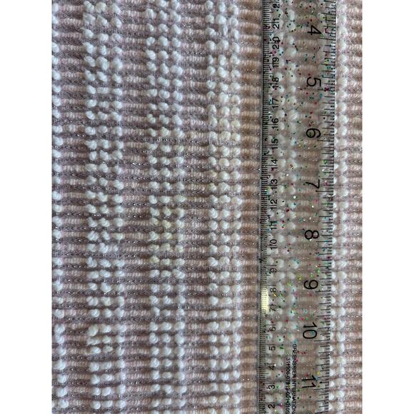 Vintage Chenille Bedspread Pink White Pearl Lurex 104X88 Mid Century Mod Fringe - Picture 12 of 15